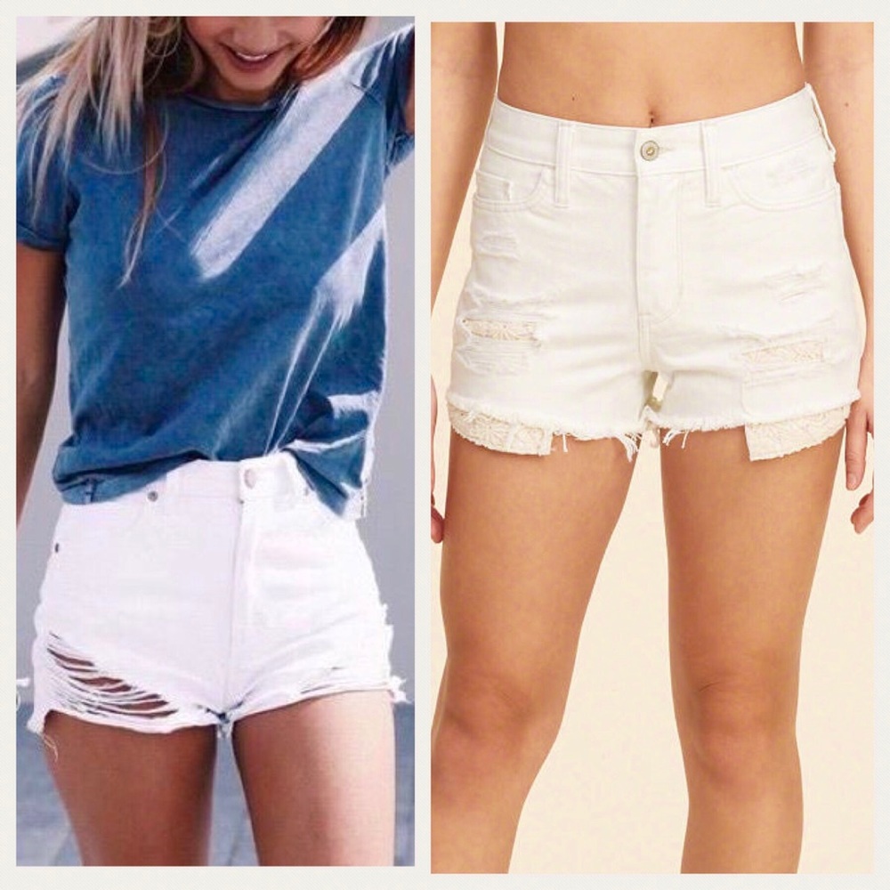 Hollister highwaist distressed jean shorts
